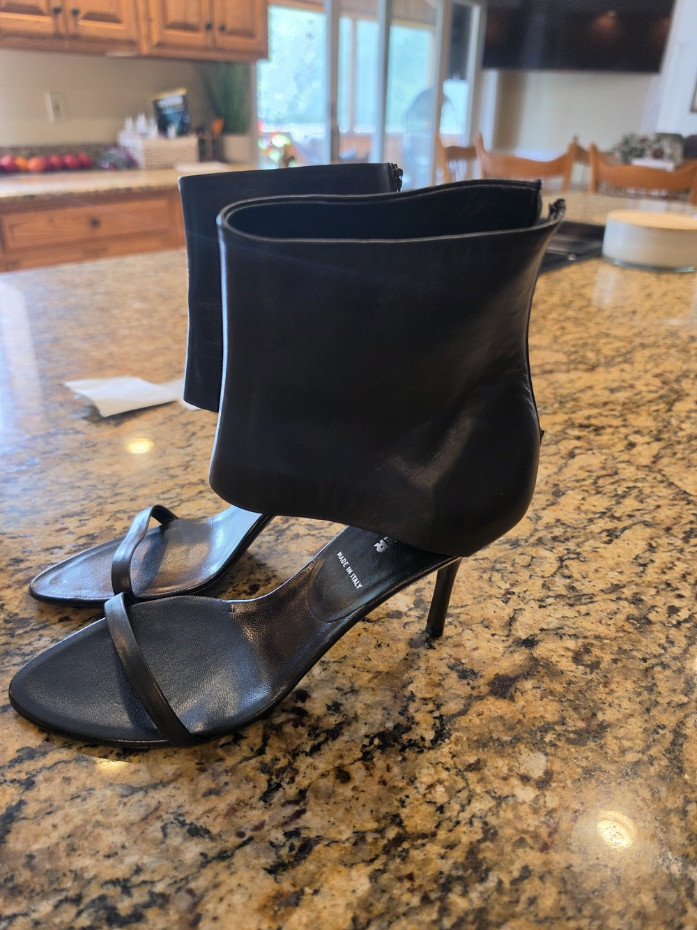 Jil Sander Black Leather Ankle-Cuff Stiletto Sandals